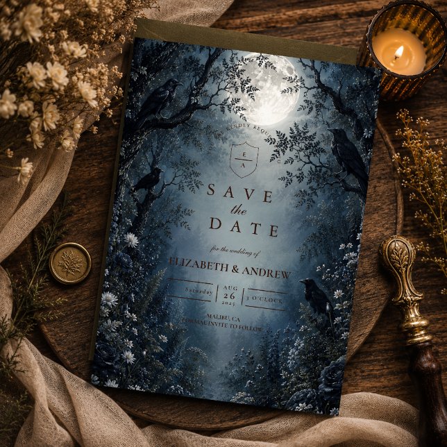 Save The Date Mariage sombre en forêt de conte de fées (Créateur téléchargé)