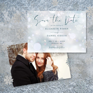 Save The Date Mariage sous la neige en pays d'hiver merveilleux