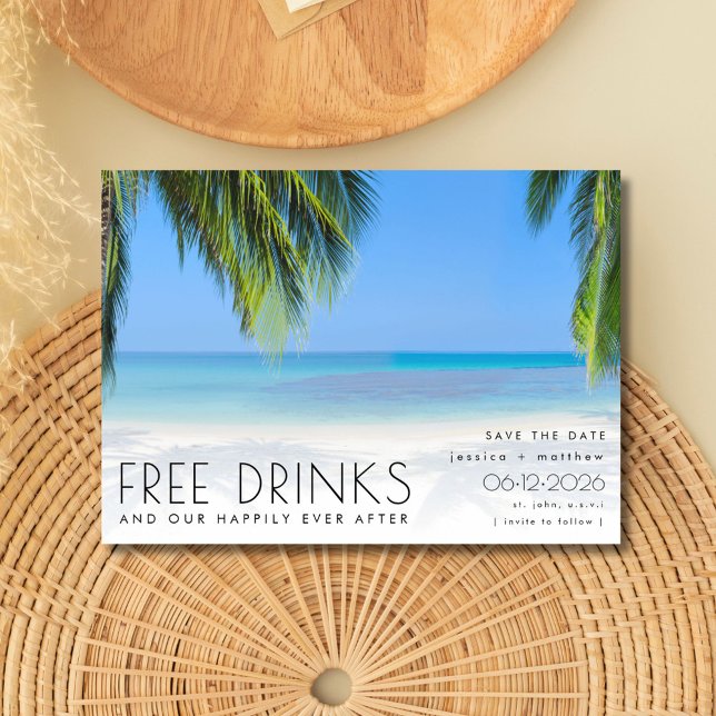 Save The Date Mariage sous les tropiques Îles Vierges Photo (Tropical Beach Virgin Islands Photo Wedding Save The Date)