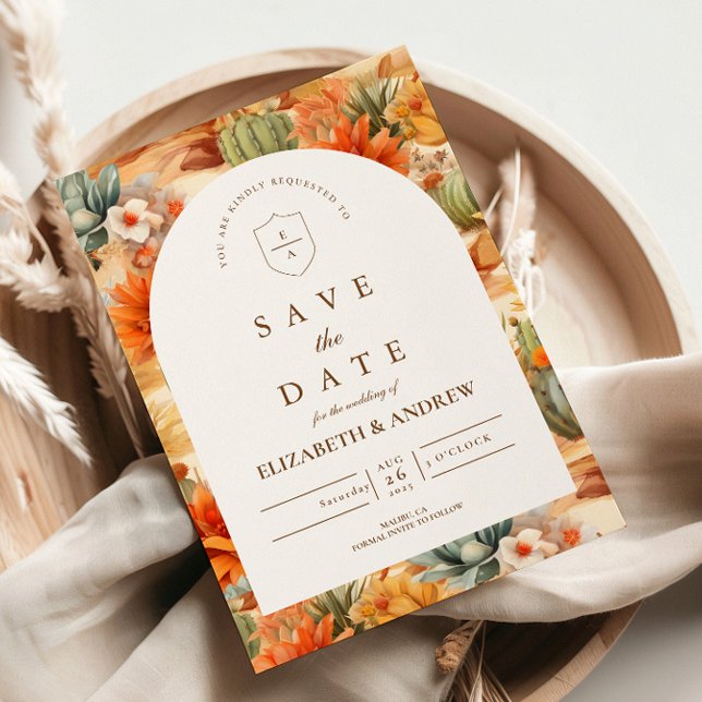 Save The Date Mariage sous une arche florale du désert (Créateur téléchargé)