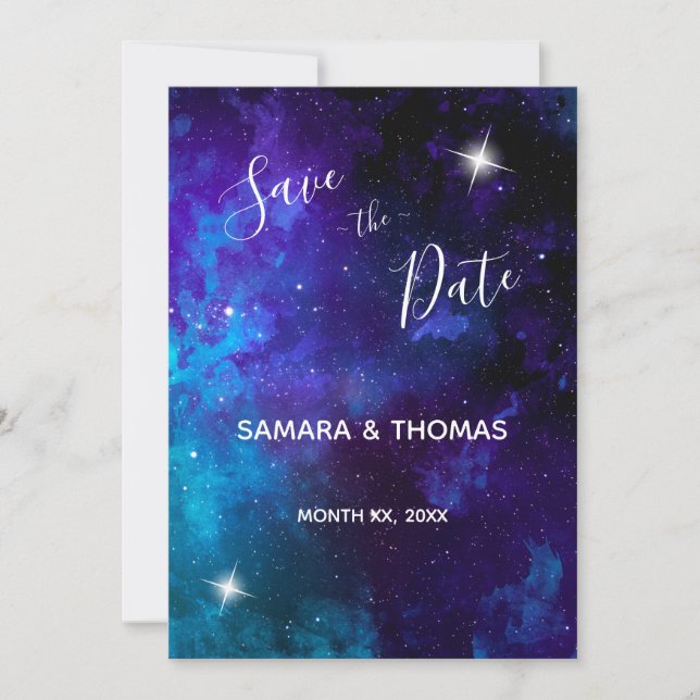 Save The Date Mariage Star Light Blue Sky (Devant)