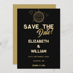 Save The Date Mariage Super Disco Black And Gold