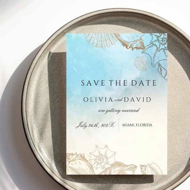 Save The Date Mariage sur la mer  Eté Océan Bleu Mariage sur la  (Créateur téléchargé)