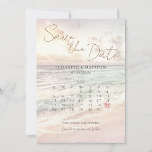 Save The Date Mariage sur la plage au coucher du soleil