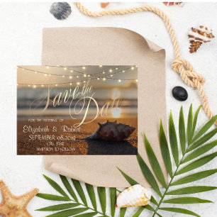 Save The Date Mariage sur la plage Coucher de soleil Lumières de