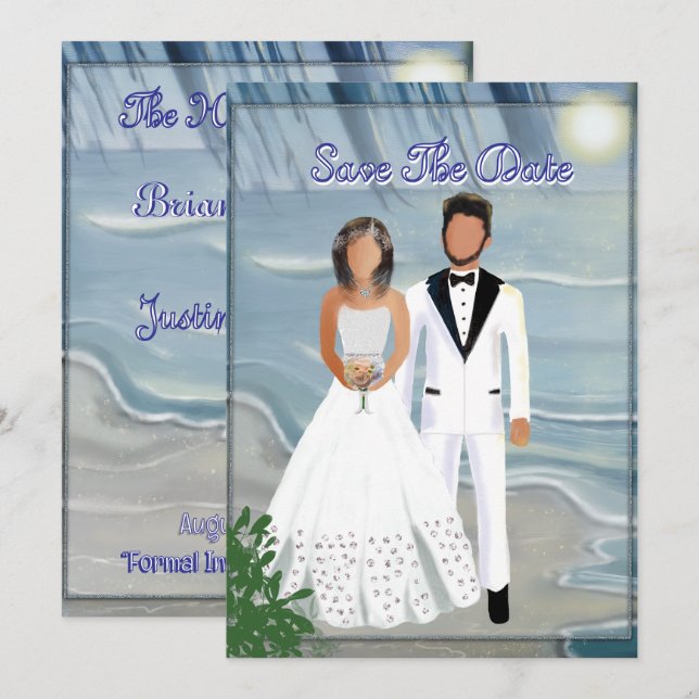 Save The Date Mariage sur la Plage : Évasion (Devant / Derrière)