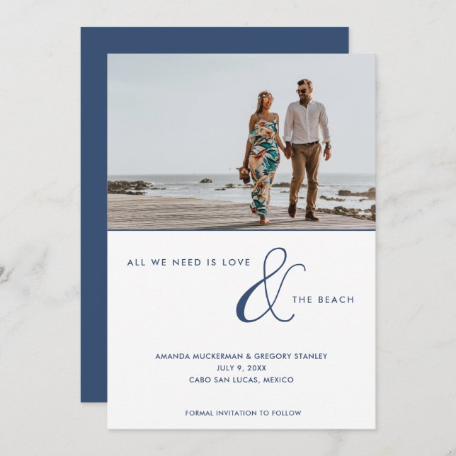 Save The Date Mariage sur la plage Photo Beach Wedding  (Devant / Derrière)