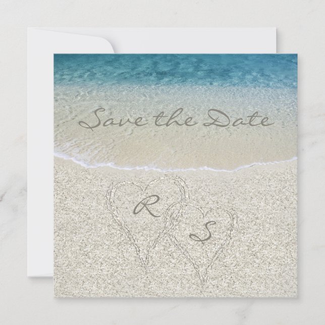 Save The Date Mariage sur la plage sablonneuse pailletée Enregis (Devant)