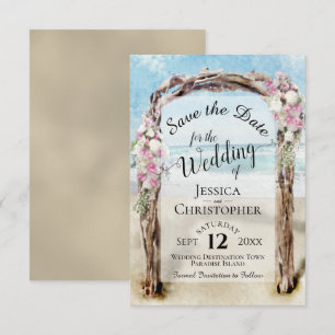 Save The Date Mariage sur l'Arbor de la Plage en Bois Flotté ave