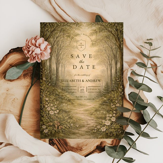 Save The Date Mariage sur un chemin forestier romantique (Créateur téléchargé)