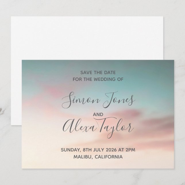 Save The Date Mariage sur une plage, sauvez la date (Devant / Derrière)