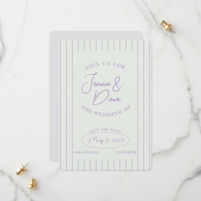 Save The Date Mariage tendance Enregistrer la date Simple et mod (Devant/Arrière en situation)