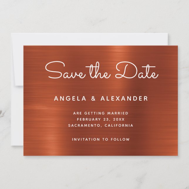 Save The Date Mariage Terracotta Shimmer Ombre (Devant)