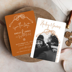 Save The Date Mariage TERRACOTTE moderne à l'arc bohème dessiné