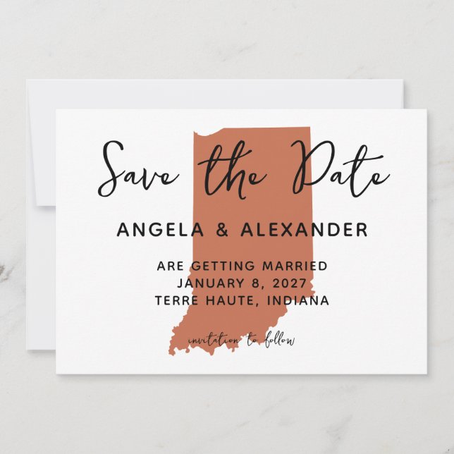 Save The Date Mariage Terre Cuite d'Indiana (Devant)