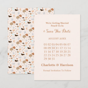 Save The Date Mariage Terreux Moderne Abstrait Terrazzo