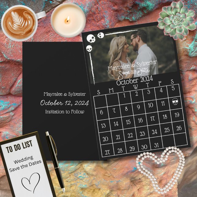 Save The Date Mariage Têtes de Mort Fun Gothique Sombre (Créateur téléchargé)