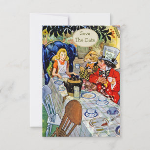 Save The Date Mariage Thème la Fête de Thé du Chapelier Fou Enre