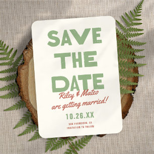 Save The Date Mariage Tons Terreux Funky Gras Retro Moderne