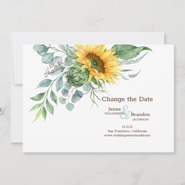 Save The Date Mariage Tournesol Modifier la date (Devant)