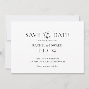Save The Date Mariage traditionnel noir et blanc