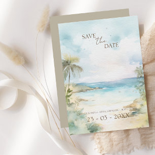 Save The Date Mariage Tropical Beach Palm Trees