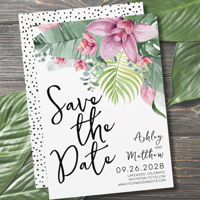 Save The Date Mariage Tropical Floral (Chic Modern Floral Watercolor Tropical Wedding Save The Date)