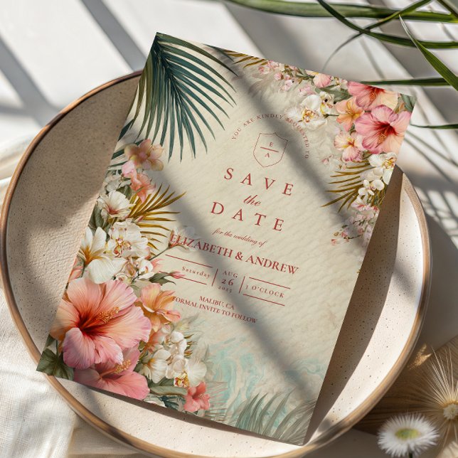 Save The Date Mariage Tropical Floral de Destination (Créateur téléchargé)