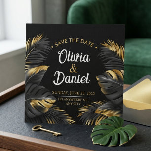 Save The Date Mariage Tropical Luxueux Feuilles Glamour Moderne