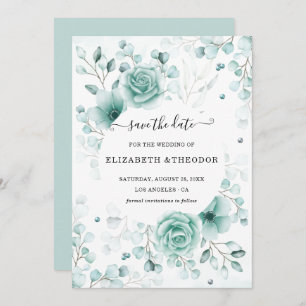 Save The Date Mariage turquoise et sauge vert