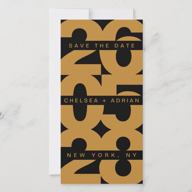 Save The Date Mariage Typographie Or Noir Gras (Devant)