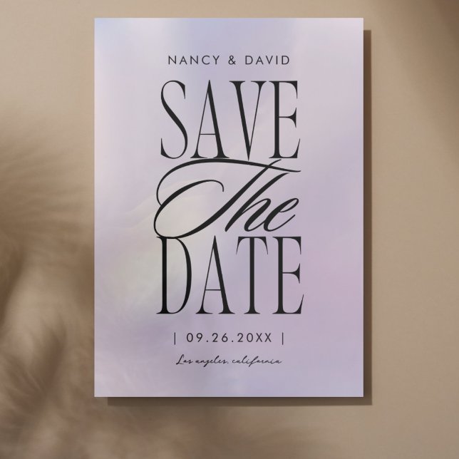 Save The Date Mariage Typographie Script Holographique (Créateur téléchargé)