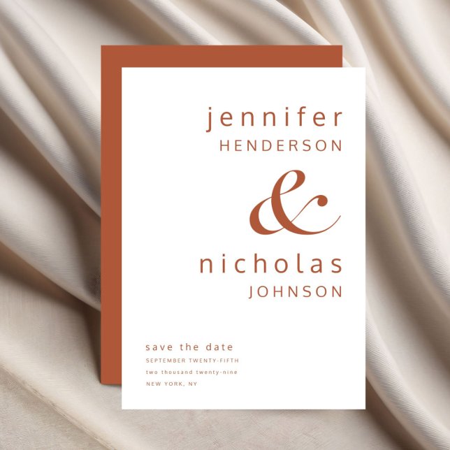 Save The Date Mariage Typographique Moderne avec Esperluette en  (Modern Terracotta Ampersand Typography Wedding Save The Date)