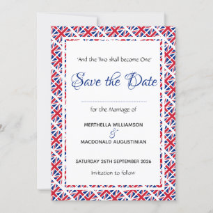 Save The Date Mariage UNION JACK patriotique britannique