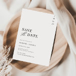 Save The Date Mariage Unique Moderne Noir et Blanc<br><div class="desc">Faites débuter votre histoire d'amour avec un faire-part intemporel. Ce design élégant présente un titre "save the date" gras avec une typographie classique, le tout sur un fond noir et blanc net. L'esthétique minimaliste est parfaite pour les couples modernes, et la palette de couleurs noir et blanc garantit que ce...</div>