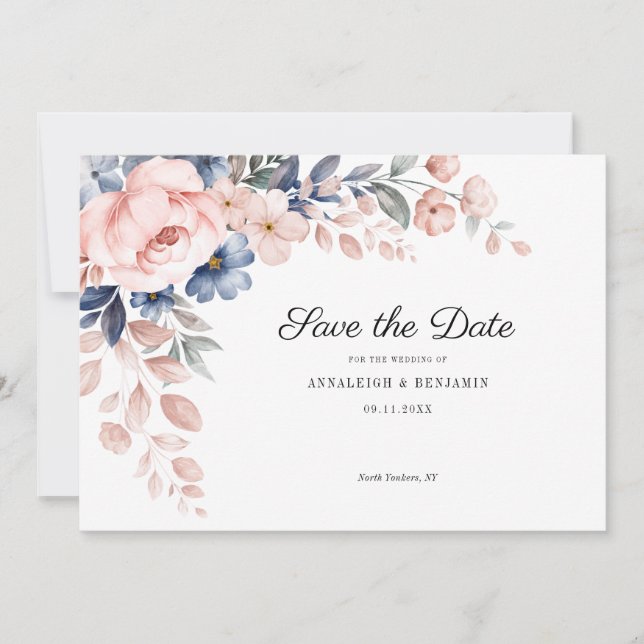Save The Date Mariage végétal rose (Devant)