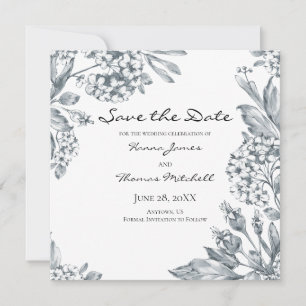 Save The Date Mariage végétal vintage gris