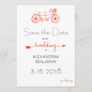 Save The Date Mariage vélo tandem décontracté moderne date de sa