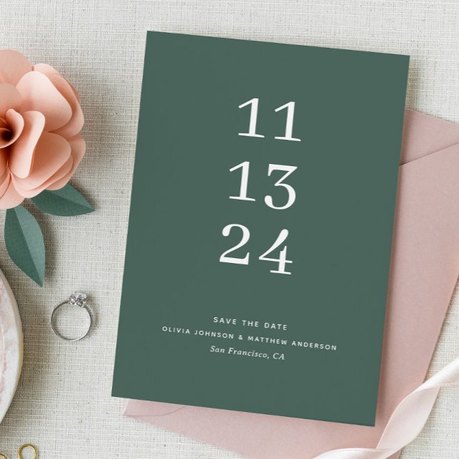 Save The Date Mariage Vert Ardoise Foncé | Eucalyptus Profond Mo (Créateur téléchargé)