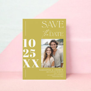 Save The Date Mariage vert chic moderne simple écriture chic