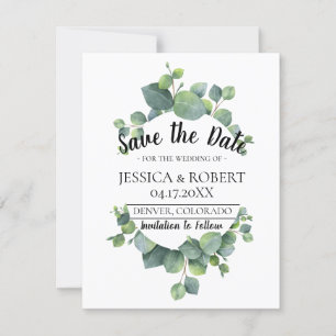Save The Date Mariage vert Eucalyptus Enregistrer la date