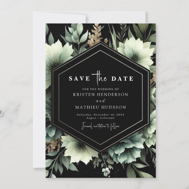 Save The Date Mariage vert minimaliste Rustique (Devant)