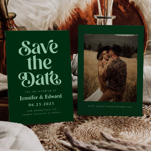 Save The Date Mariage vert rétro Emerald