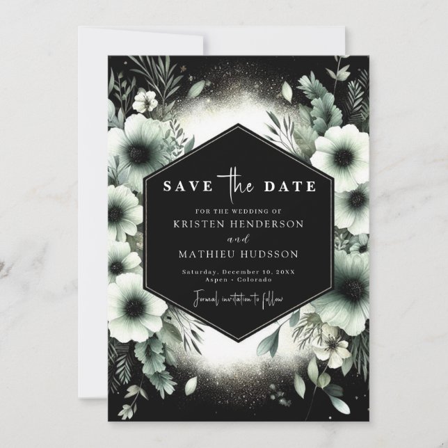 Save The Date Mariage vert Sage Aquarelle Unique (Devant)