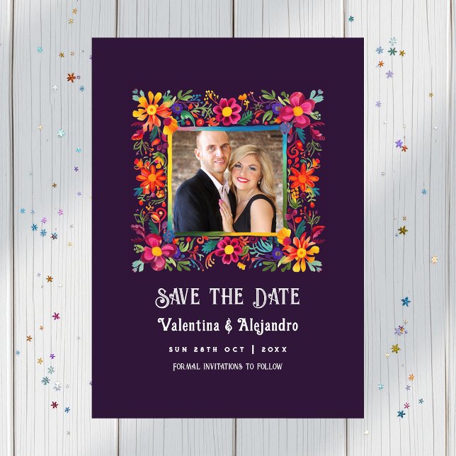 Save The Date Mariage vibrant à l'aquarelle de la fête mexicaine (Vibrant Watercolor Mexican Fiesta Wedding Save The Date)