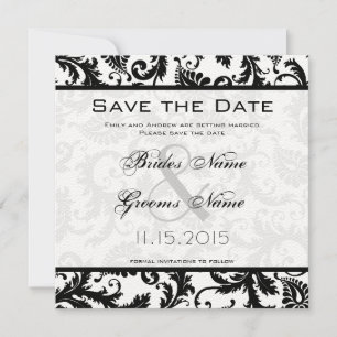 Save The Date Mariage victorien en damas noir et blanc