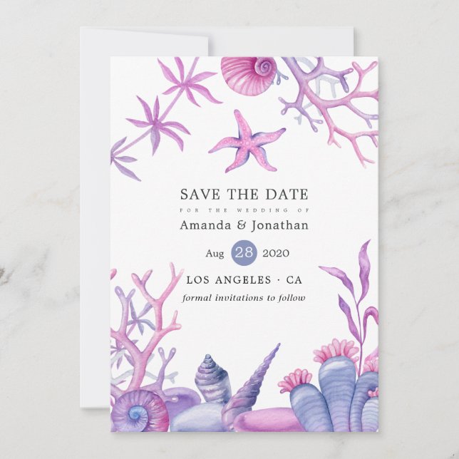 Save The Date Mariage Vie Océanique Aquarelle (Devant)