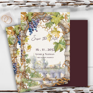 Save The Date Mariage vinicole Rustique Chic Grapevine inspiré