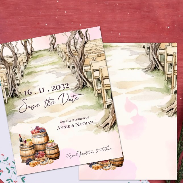 Save The Date Mariage vinicole rustique chic inspiré par la Grap (Grapevine-Inspired Rustic Chic Winery Wedding Save The Date)
