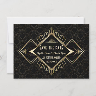 Save The Date Mariage Vintage 20s Or Noir Gatsby